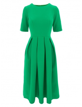 Rochie midi cu falduri verde